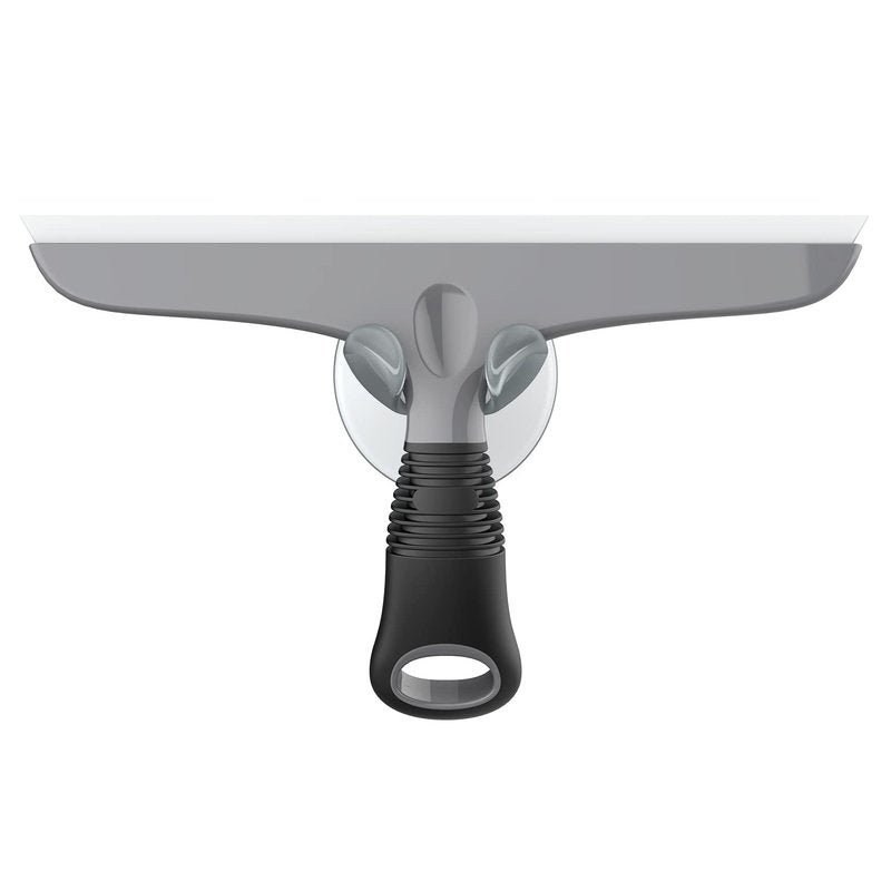 MR.SIGA Multi-Purpose Silicon Squeegee for Window, Glass, Shower Door, Car Windshield, Heavy Duty Window Scrubber, Includes Suction Hook, 10 inch, Gray & Black, 1 Pack