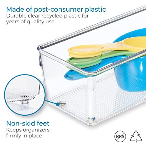 iDesign Plastic Drawer Organizer for Kitchen, Bathroom, and Desk Drawers, Set of 2, Clear - style: Pack of 2