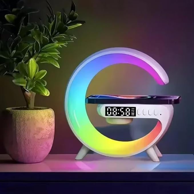 Desktop Mobile Phone Wireless Charger Pad Stand RGB Night Light Fast Charging Station for iPhone Samsung Xiaomi Huawei (Black)