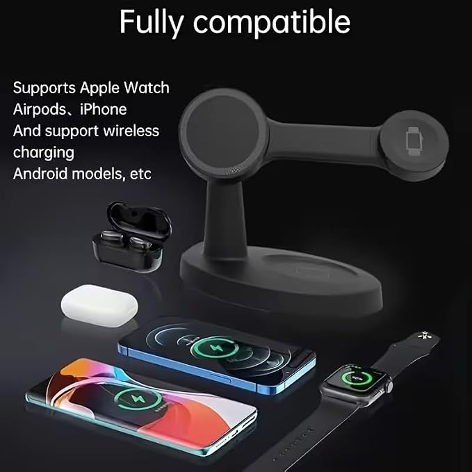 3 in 1 Charging with Our Wireless Charger Charge After Placing for Your Desk or NightstandBlack