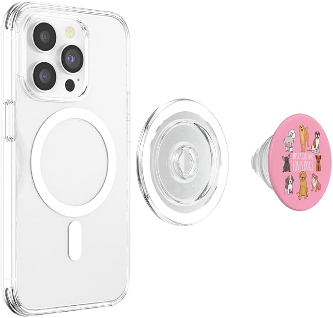 Fun Cute Pink Just A Girl Who Loves Dogs PopSockets Adhesive PopGrip