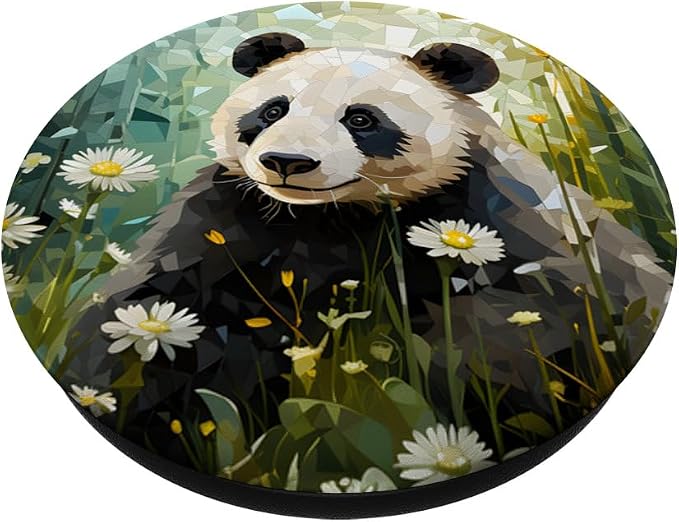 Panda in Flower Field Mosaic Style Art PopSockets MagSafe PopGrip for iPhone