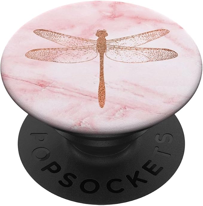 Rose Dragonfly Pink White PopSockets Adhesive PopGrip