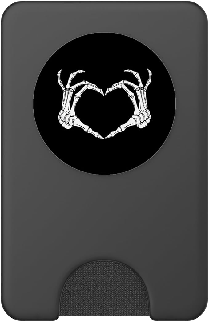 Skeleton Heart Bones Love Halloween Creepy Scary Black White PopSockets PopGrip: Swappable Grip for Phones &amp Tablets
