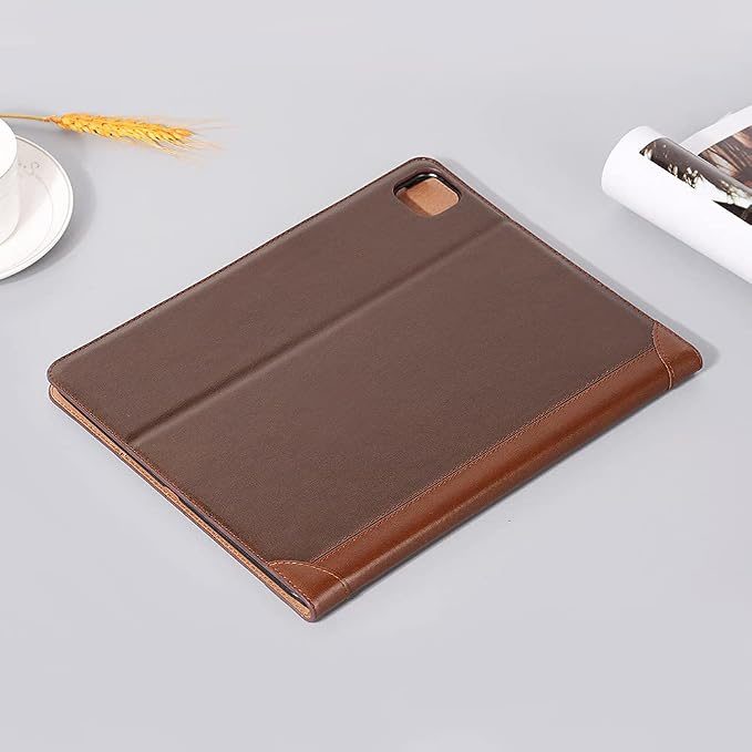 iPad Pro 13'' (M5 2025) (M4 2024) Case DMaos Vintage Book Synthetic Leather Stand Folio Smart Cover Auto Sleep/Wake Business Document Card Holder - Black