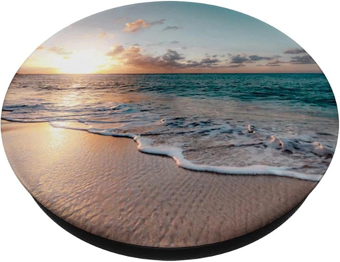 Beach Ocean Sunset Wave - Tropical Sand PopSockets Adhesive PopGrip
