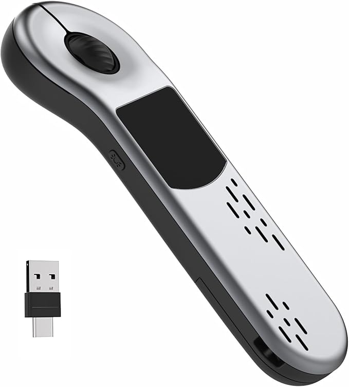 GUVOHUT Air Mouse for PC/iOS/Android with Touchpad Bluetooth 2.4G Remote Control for PowerPoint/Keynote/Tiktok/Camera/Kindle App Rechargeable Wireless Presentation for PPT Pointer (Silver)