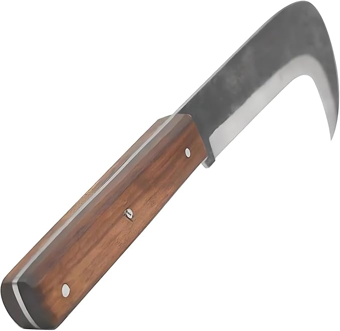 Billhook Sickle Machete with 1075 High Carbon Steel Blade, 16.5-Inch Overall Length, Pakkawood Handle, Ambidextrous, Modern Style