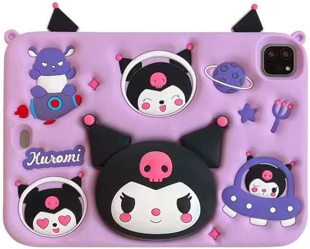 Cartoon Case for iPad mini 1/2/3/4/5 7.9，MONEHOYSY Cute Soft Silicone Kickstand [Drop ProofShock ProofAnti Slip] Back Stand Cover Case for Kids Children Teens Girls Boys (Kitty-1)