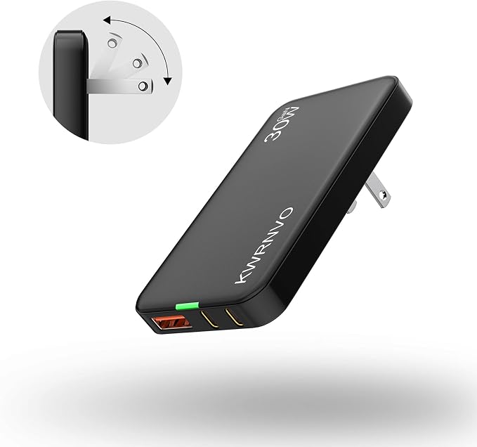 Flat USB Wall Charger 3 Ports Ultra-Slim Fast Wall Charger for Pixelbook iPad Pro iPhone 17/16/15/14 Black