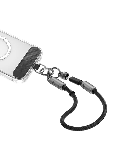 Hagibis USB4 Cable 1ft Phone Lanyard Cable 80Gpbs 240W 8K@60Hz Portable USB C to Type-C Wrist Lanyard for iPhone 17 16 15 Pro Max iPad Pro Thunderbolt 5/4/3 External SSD (Grey-30cm)