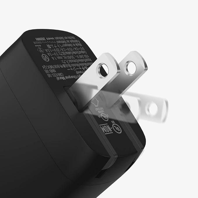 Amazon Basics 68W Two-Port GaN Wall Charger with 1 USB-C (60W) &amp 1 USB-A Ports (18W) with PD for Laptops Tablets &amp Phones (iPhone 16/15/14/13/12/11/X iPad MacPro Samsung More) Non-PPS B
