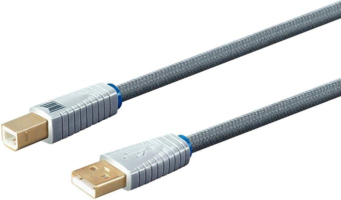 Monolith USB Digital Audio Cable - USB Type-A to USB Type-B Gold-Plated Connectors 22AWG 1 Meter Gray