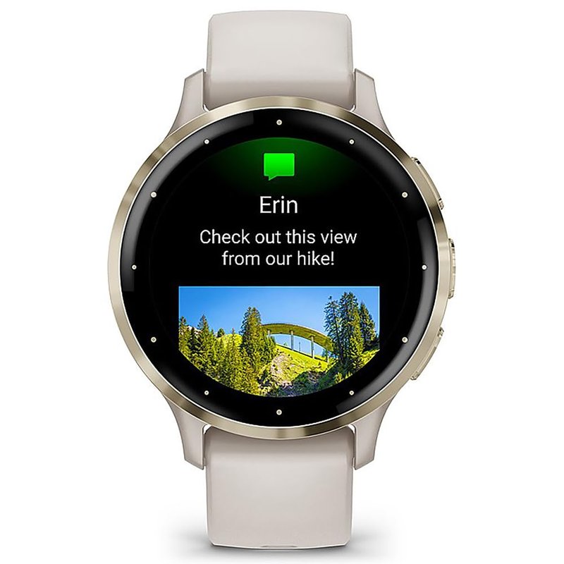 Garmin Venu 3S (Refurbished) Soft Gold Stainless Steel Bezel 1.2-Inch AMOLED Smartwatch with 41mm Ivory Case w/Band (Renewed), 010-N2785-04 - Bundle w/Deco Essentials 2-Year CPS Plan