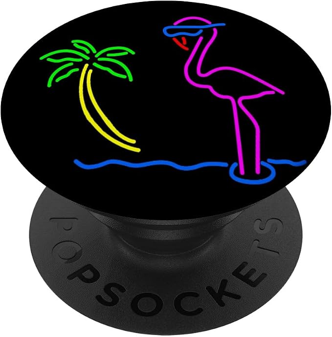Neon Pink Flamingo Tropical Colorful Artwork Pop-Socket PopSockets Adhesive PopGrip