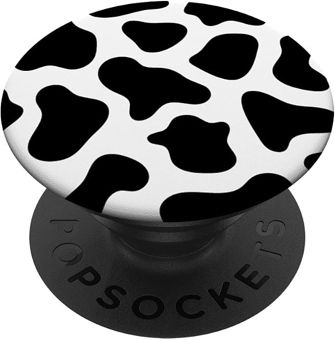 Cow Print Black and White Design for Teen Girls Women PopSockets Adhesive PopGrip