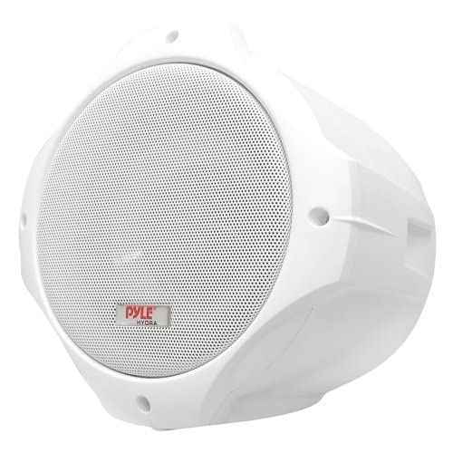 Pyle Waterproof Marine Wakeboard Tower Speakers - 6.5in Dual Subwoofer Speaker Set and 1¡± Tweeter with 200 Watt Power - 2-way Boat Audio Stereo System with Mounting Bracket - 1 Pair - PLMRW65 (White)