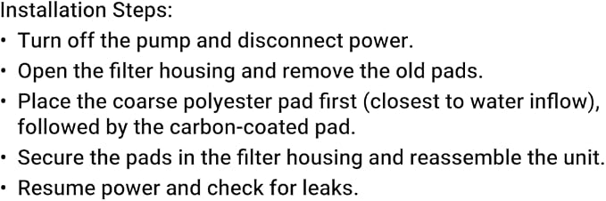 Replacement Filter Pads for Pondmaster 1000 & 2000 Polyester & Carbon