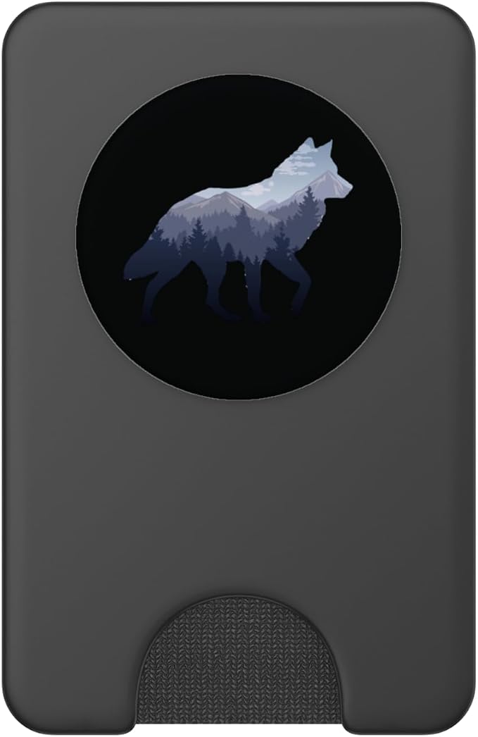 Lone Wolf Survives The Mountain Silhouette Art PopSockets Adhesive PopGrip