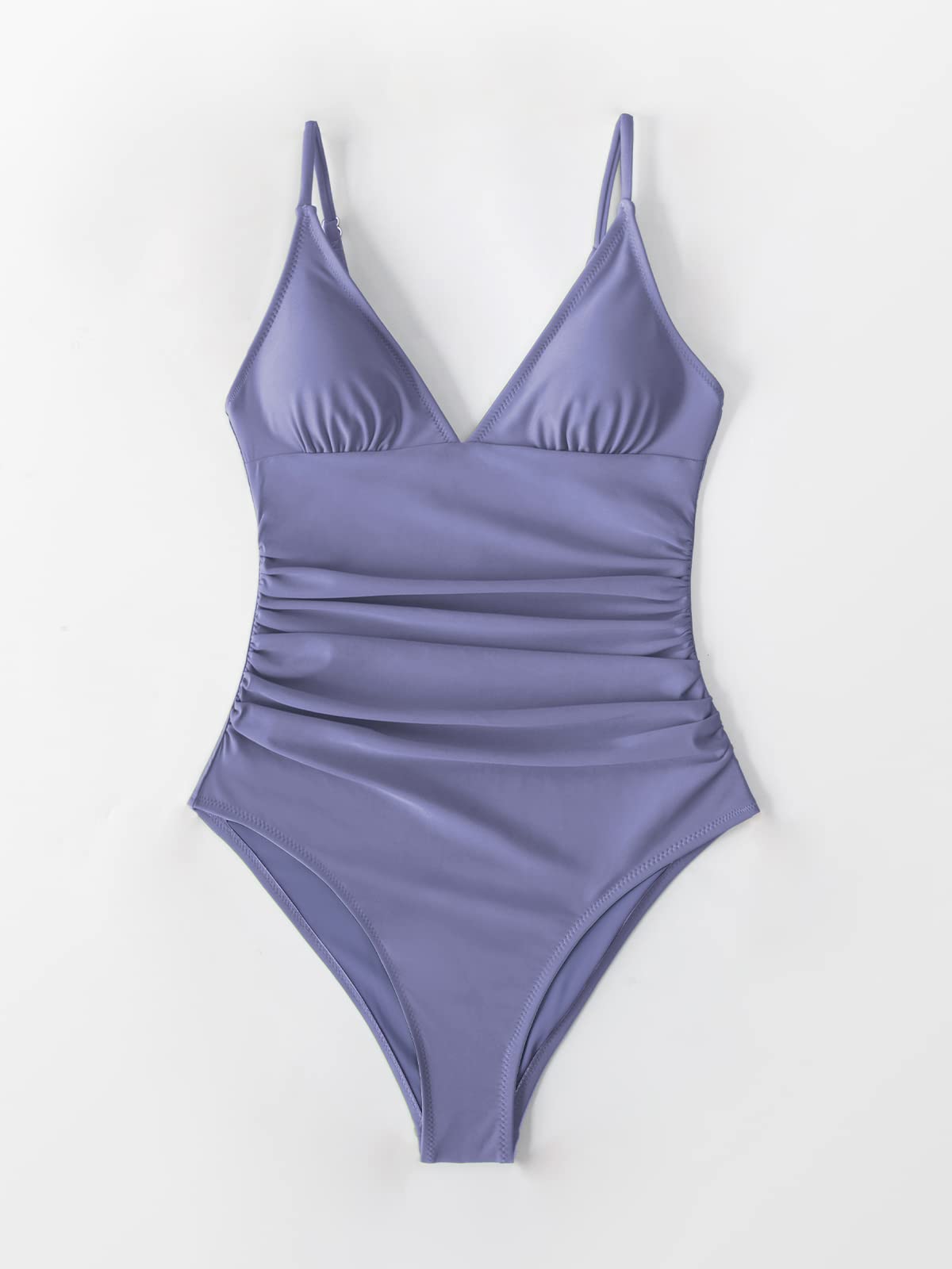 CUPSHE Women's One Piece Swimsuit Tummy Control V Neck Two Piece Bathing Suits, Purple, L