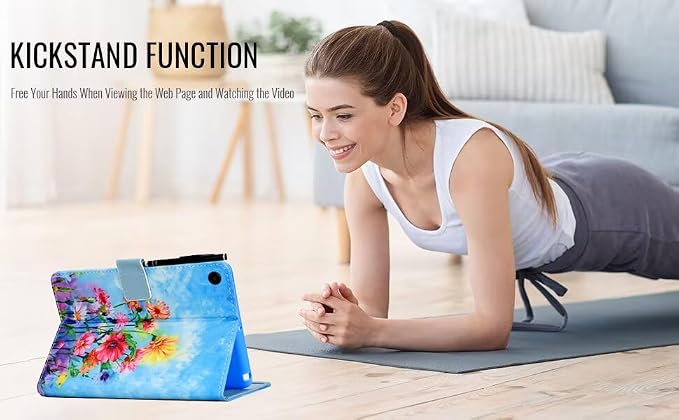 Case for Kindle Fire HD 10/10 Plus 13th/11th Generation 2023/2021 | PU Leather Folio Folding Stand Protective Cover for Fire HD 10.1 inch Tablet Auto Sleep Wake Hummingbird