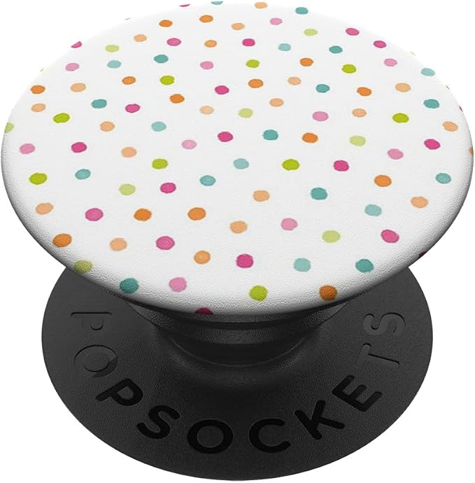 Cute Polka Dot Colorful Pattern Design on White PopSockets Adhesive PopGrip