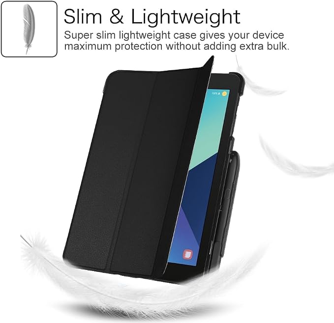 Fintie Slim Shell Case for Samsung Galaxy Tab S3 9.7 2017 Release Black | Lightweight Hardback Soft Microfiber Interior Magnetic Closure S Pen Holder Auto Sleep/Wake