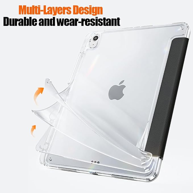 Slim Case for iPad Air 11 M4/M3/M2 &amp 10.9 5th/4th Gen Aqua Blue | Pencil Holder Multi-Angle Y Fold Stand Clear Acrylic Cute Cover Auto Wake-Sleep 2026/2025/2024/2022/2020