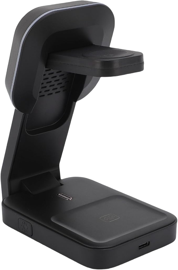 15W Fast Wireless Charger Station for Multiple Devices Adjustable Stand Dock Black 3 in 1