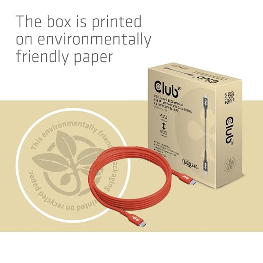 Club 3D CAC-1511 USB2 Type C to Type C Certified Bi-Directional Cable with 240W Charging 480Mb Data Transmission EPR 1m - 3.28ft