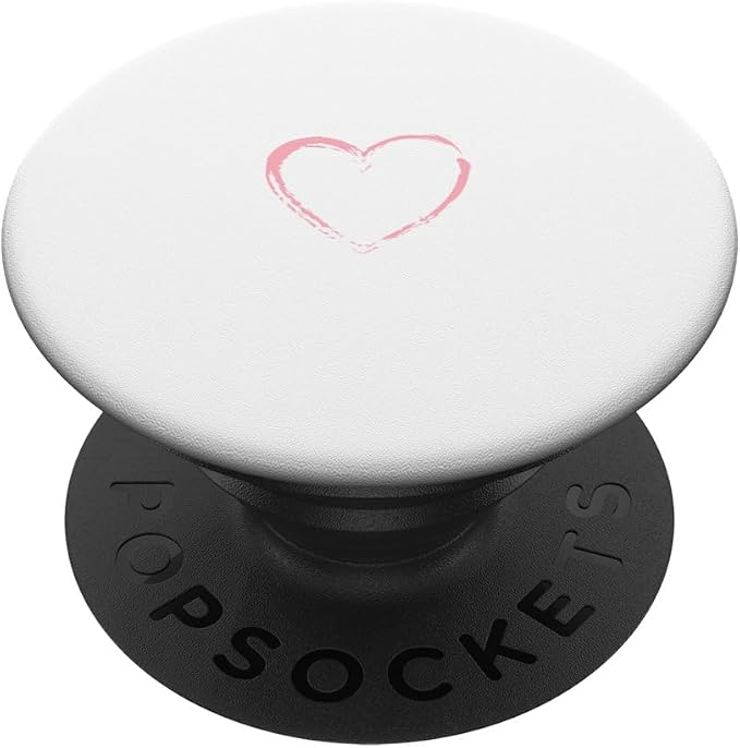 Pink Heart White PopSockets Adhesive PopGrip
