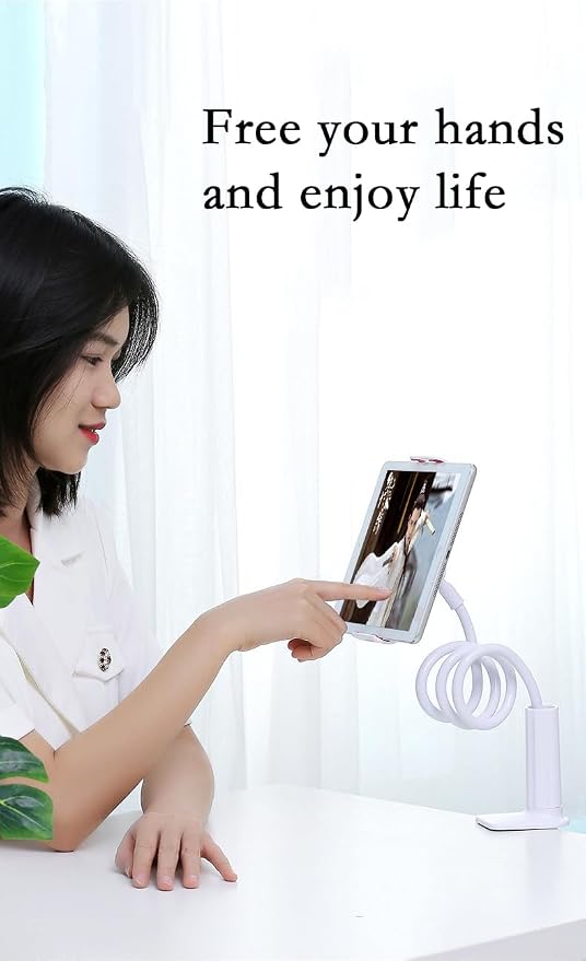 360° Rotating Tablet Phone Holder Spiral Base Lazy Mobile Phone Tablet Bedside Stand Bed Lazy Stand3.3Ft（Black）