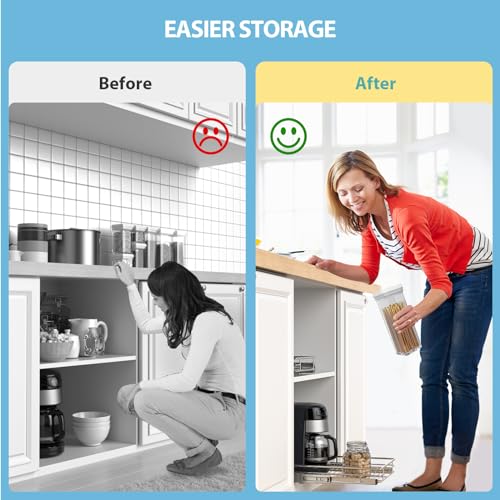 ZOINLIY Pull Out Cabinet Organizer, Versatile Slide Out Kitchen Organizers and Storage,Heavy Duty Drawer Cupboard Storage Basket, Smooth Sliding, Chrome Finish,20.8" W x 21" D - size: 20.8”W x 21”D (Outside Dimensions)