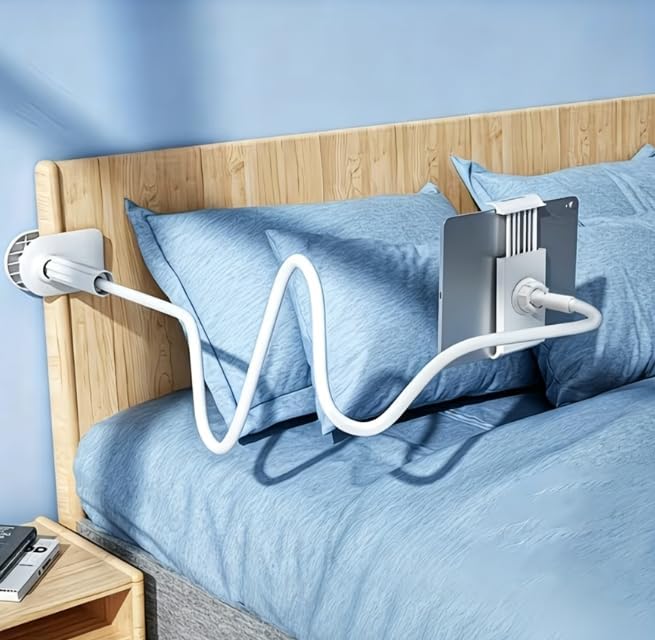 360° Rotating Tablet Phone Holder Spiral Base Lazy Mobile Phone Tablet Bedside Stand Bed Lazy Stand3.3Ft（Black）