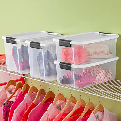 Sterilite 6-Pack 30 Quart Ultra Latch Box, Clear Storage Organizer Bins with Latching Lids - Stackable Plastic Containers for Home Organization in Garage, Attic, Basement, and Closet - size: 30 Quart