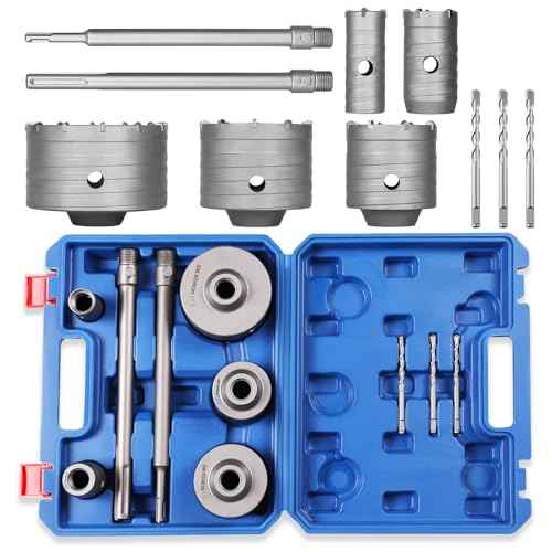 Worker Bee Concrete Hole Saw Kit,SDS Plus & Max Shank Masonry Wall Hole Opening for Brick, Concrete,Cement Stone,10-Piece