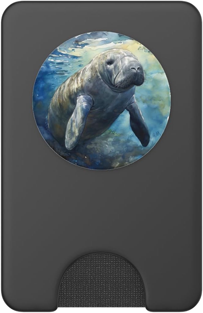 Watercolor Manatee PopSockets PopGrip for MagSafe