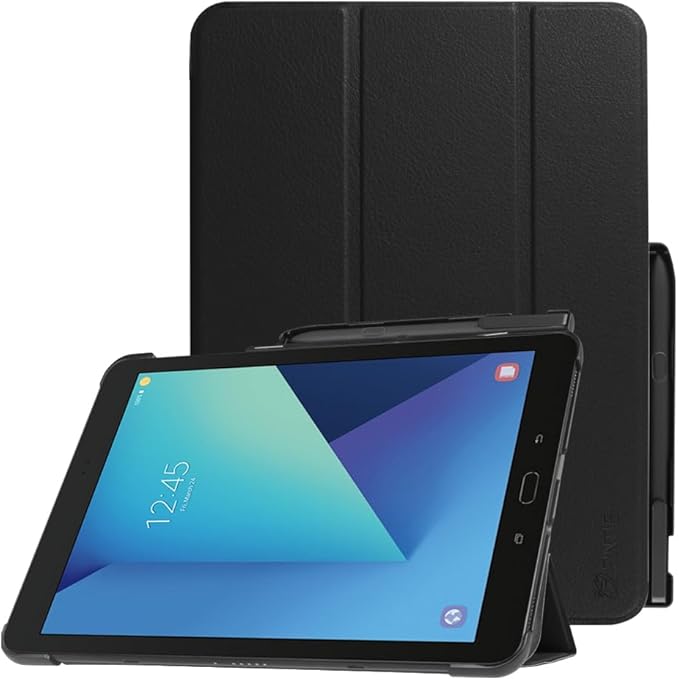 Fintie Slim Shell Case for Samsung Galaxy Tab S3 9.7 2017 Release Black | Lightweight Hardback Soft Microfiber Interior Magnetic Closure S Pen Holder Auto Sleep/Wake