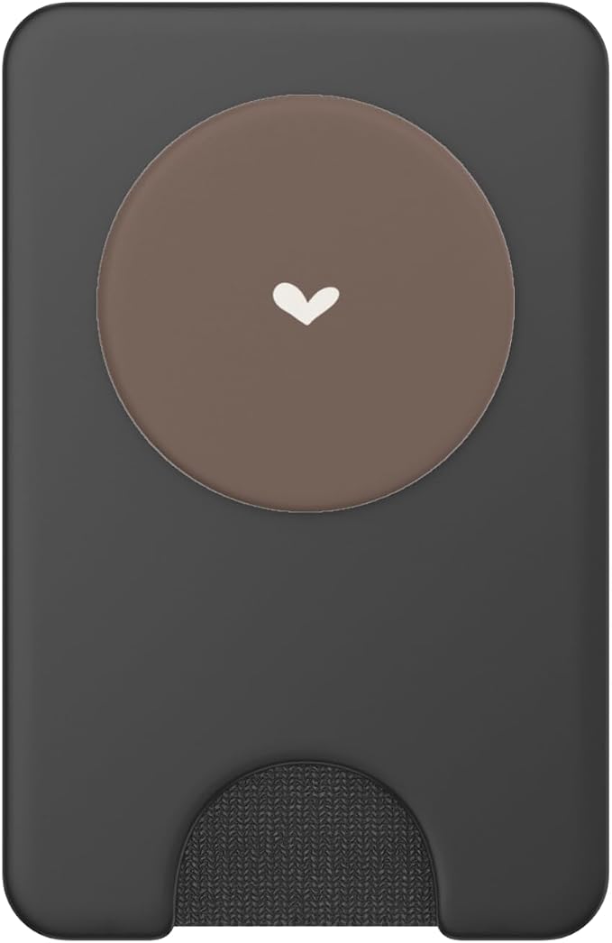Dark Sand Beige Simple Heart Chic Feminine PopSockets PopGrip for MagSafe