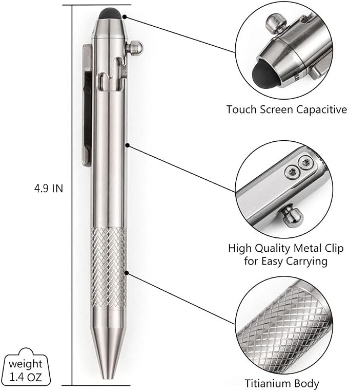Cool Hand 4.9'' Brass Bolt Action Pen with Retractable Stylus Tip | for Any Touch Screen Ballpoint Ink Refillable Compact Size Skelton Out Deep Pocket Clip (Brass)