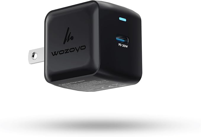 PD 30W Wozoyo GaN Charger Type-C Fast Charger Compatible for iPhone 17/16/16 Pro Max/15 Series/iPad Pro Smartphones &amp Tablets QC 3.0Compact Foldable Plug Design Smart Power Delivery