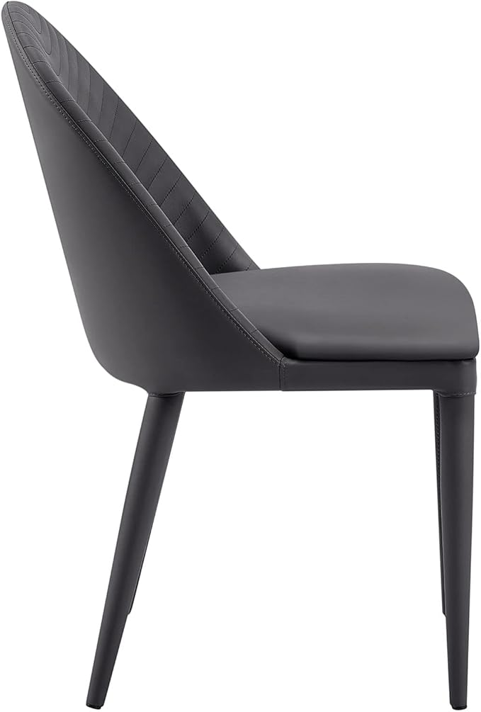 Dining Chairs Set of 2, Modern Full Assembled Faux Leather Upholstered Side Chair with Backrests, Dinner Chairs for Kitchen Dinning Room, Dark Gray
