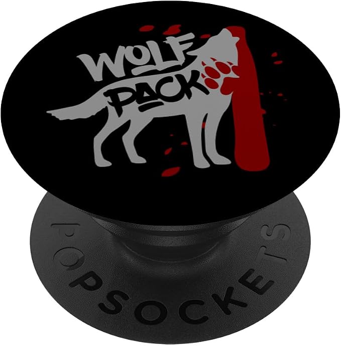 Wolf Pack - Howling Wolf with Wolves Paw Print PopSockets Adhesive PopGrip
