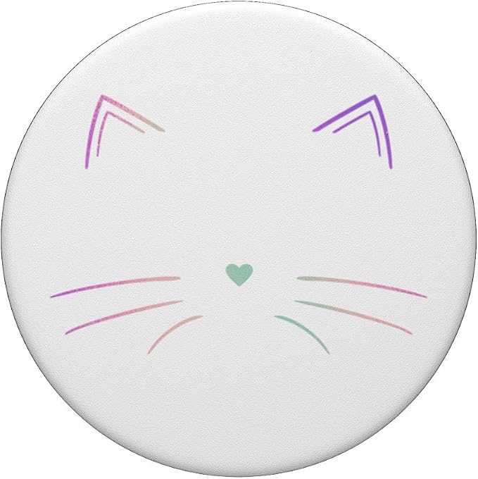 Rainbow Cat Face White PopSockets Adhesive PopGrip