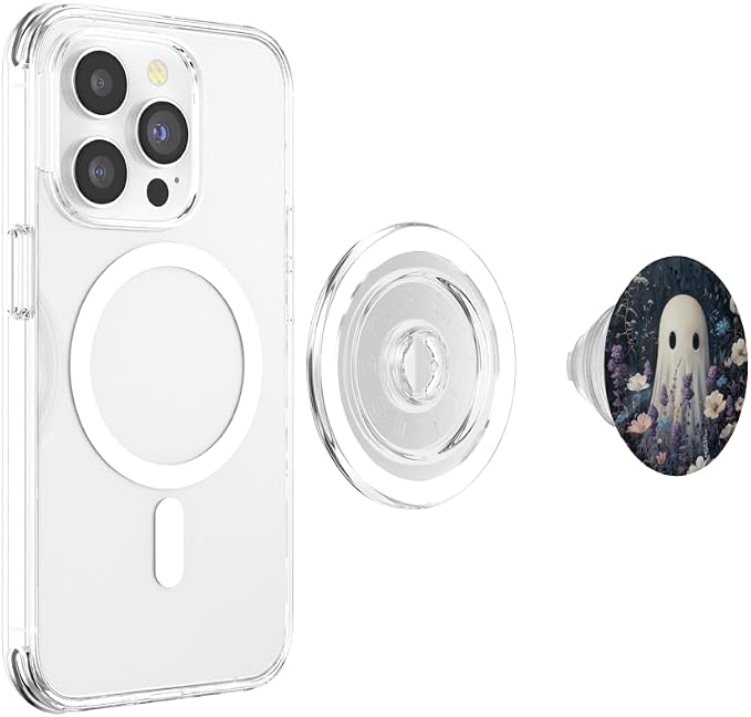 Spooky Ghost Floral Purple Wildflower PopSockets Adhesive PopGrip