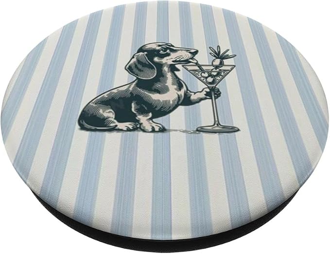 Blue Dog Drinking Illustration Print PopSockets PopGrip for MagSafe