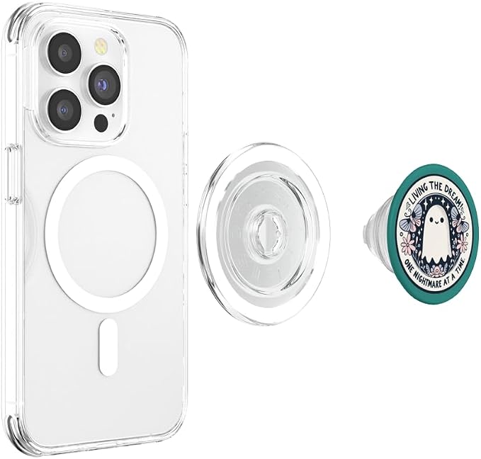 Spooky Ghost Dark Humor Living the Dream Bookish Reading PopSockets PopWallet for MagSafe
