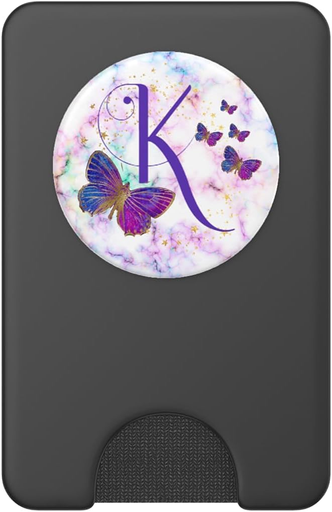 Purple Butterfly Letter K Initial Personalized Monogram PopSockets Adhesive PopGrip