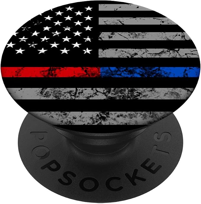 Thin Red Blue Line USA Flag Christmas Gift PopSockets PopGrip: Swappable Grip for Phones &amp Tablets PopSockets Standard PopGrip