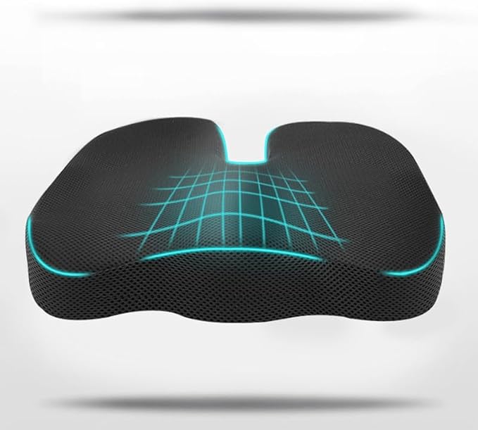 Office Chair Seat Cushion,Premium Memory Foam Chair Cushion for Long Sitting,Tailbone,Back,Sciatica,Coccyx Pain Relief Pillow Hip Butt Pad Cushion -for Office Chair,Car Seat,Wheelchair,Black